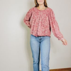 Free People printed crop bubble sleeve